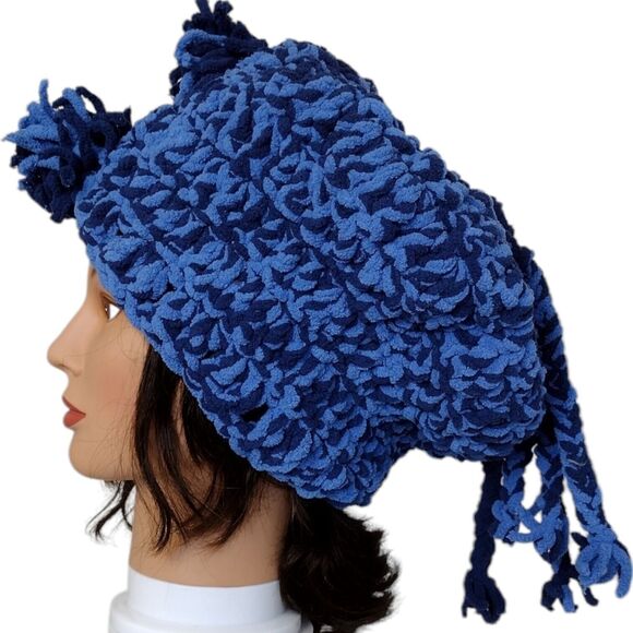 Slouchy, Beret Type Hat OOAK Handmade Crochet Free Hand Women's One Size - Picture 10 of 14